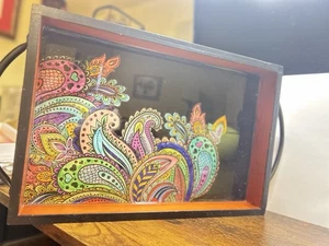 Handcrafted walnut Wood and Resin Serving Tray with Metal Handles 17 1/2” X 11”. - Picture 1 of 6