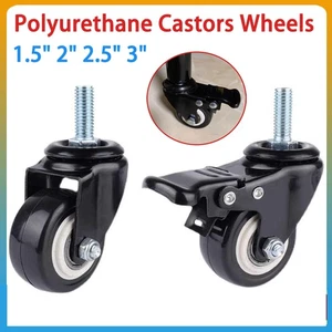 PU Castors Wheel Heavy-Duty Castors Swivel Caster & Brake Caster 1.5" 2" 2.5" 3" - Picture 1 of 36