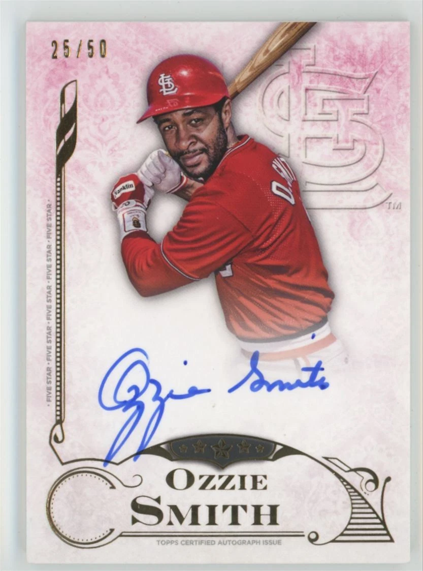 Topps Ozzie Smith Autographed Baseball Sports Trading Cards