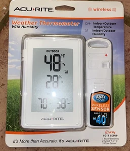 Acurite Inalámbrico Temperatura Interior/Exterior con Humedad - Blanco - Nuevo - Imagen 1 de 7