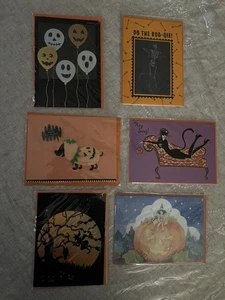 Papyrus Lot of 6 Halloween Greeting Cards Dog Pumpkin Skull NEW! Embellished - Picture 1 of 8