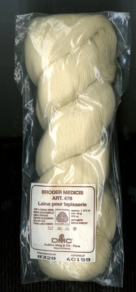 1 HNK VINTAGE DMC BRODER MEDICIS ART. 478 VIRGIN WOOL THREAD 623 YDS #8328 Ivory - Image 1 of 2