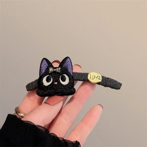Cute Black Cat Bow Hairpin Embroidered Bang Clip Fashion Headwear Gifts - Picture 1 of 9