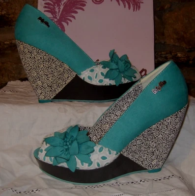 RUBY SHOO GREEN GRETA WEDGE HEEL PLATFORM PEEP TOE SHOES SZ 7 40 NEW - Image 1 of 4