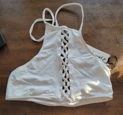 Nuevo con etiquetas Top de natación de bikini Rachel Pally S Babylon cuello alto atado trasero 123584 Foto 1 de 2