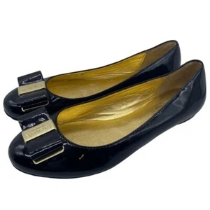 Kate Spade Womens Shoes Ballet Flats Sz 6 Black Leather Designer Feminine Bow - Picture 1 of 11