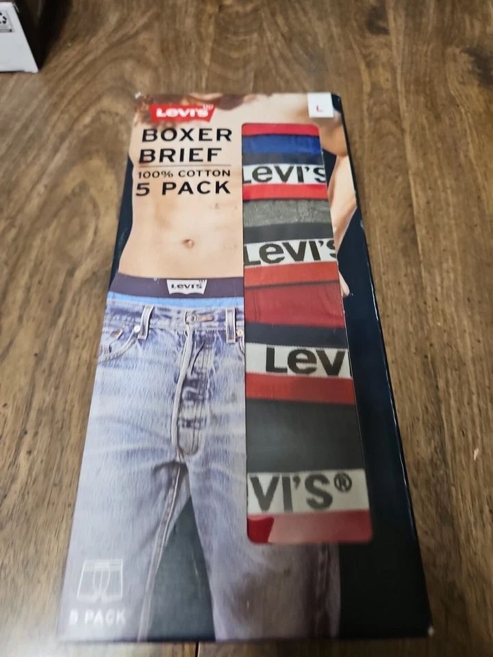 Levi’s Men’s Boxer Brief 5 Pack 100 Cotton Size Large