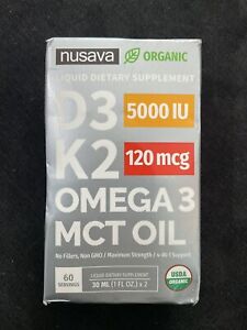 Nusava Organic D3 K2 Omega 3 MCT Oil 1 fl oz 2 Bottles