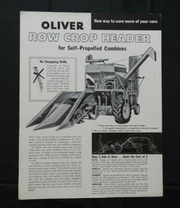 1958 THE OLIVER MODEL 35 COMBINE 2-ROW-CROP HEADER BROCHURE VERY GOOD - Picture 1 of 2