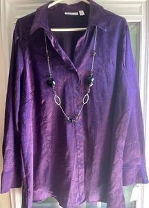 Women’s Long Sleeve Purple Button Down Blouse, Croft & Barrow, Size 2X, New - Picture 1 of 12