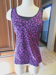 Reggiseno LULULEMON Attaccato 6 MED Nero Viola Stampa Nylon Donna Allenamento Yoga L209 - Foto 1 di 5