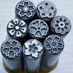 Confezione da 8 utensili per punzonatura scalpello in pelle 7 mm metallo stampaggio design floreale fai da te artigianato - Foto 1 di 14