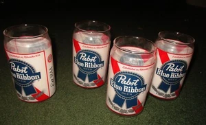 SET OF 4 Pabst Blue Ribbon Beer Can Shaped Pint Glass 16 ounces 1844 - Bild 1 von 5