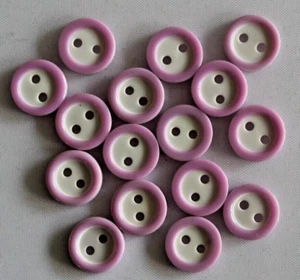 16 x  2  Hole 12mm  Mauve & White Plastic Buttons - Picture 1 of 1