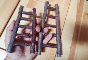 2Pc Handmade Log Branch Mini Ladder Garden Wooden Room Decoration Dollhouse Item - Picture 1 of 6