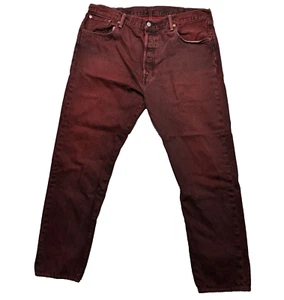 Pantalones de mezclilla Levi's 501 para hombre 40 X 32 granate con botones y volantes calce ajustado cremallera cónica mosca - Imagen 1 de 10