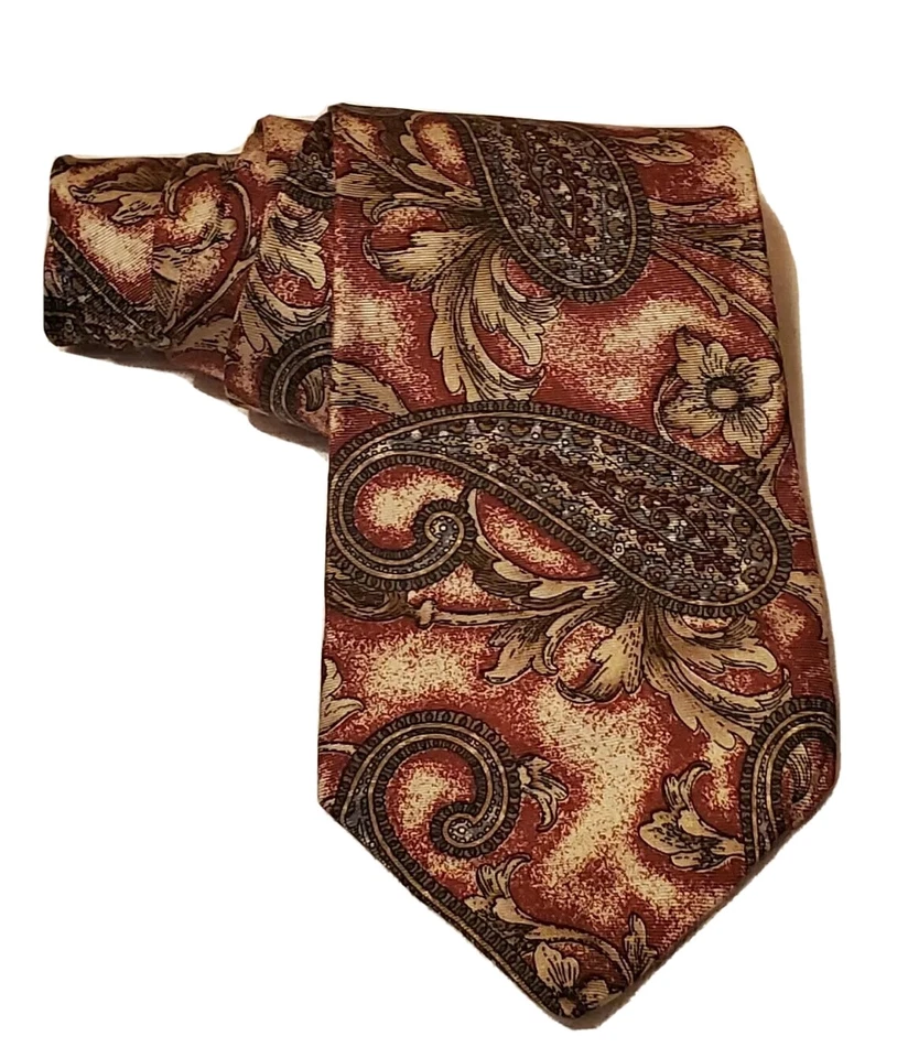 Corbata de seda Claybrooke para hombre, estampado cachemir rojo L 58" con 4,5" usada  Foto 1 de 4