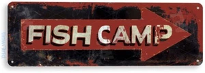 Letrero de metal de hojalata de campamento de peces pesca camping flecha letrero de hojalata B280  - Imagen 1 de 3