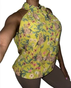 Sweet Pea by Stacy Frati New York Company Top Size M Vibrant Floral Tie Neck Y2K - Picture 1 of 6