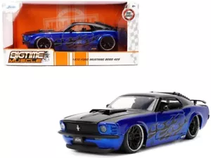1970 Ford Mustang Boss 429 Black and Blue Metallic with Flames "Bigtime Muscle" - Picture 1 of 1