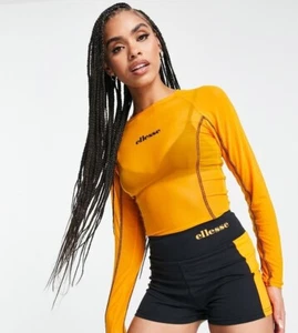 Ellesse Long Sleeve Mesh Top In Orange, UK SIZE 6, NEW UNWORN, RRP £28 - Picture 1 of 6