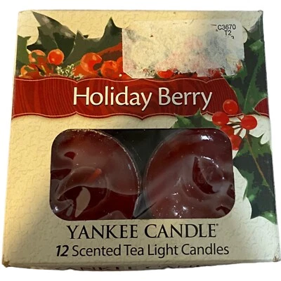 Yankee Candle Holiday Berry Scented Tea Light Candles Box of 12 New, Never Lit - Image 1 of 4