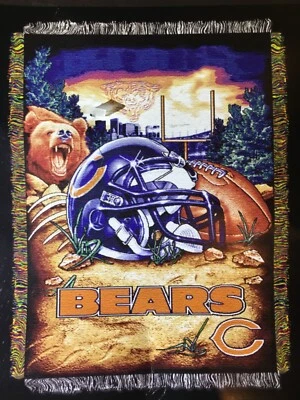 Manta tapiz tejida Chicago Bears NFL 48"x60" NUEVA CON ETIQUETAS Foto 1 de 4