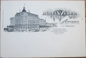 Hotel Weber, Anvers Antwerp, Belgium 1905 Advertising Postcard - Picture 1 of 1