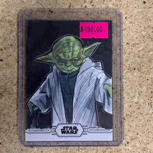 2019 Topps Star Wars Chrome Legacy Sketch Card YODA 1/1 Ryan Cruby - Bild 1 von 2