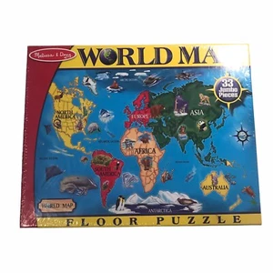 Rompecabezas de piso Melissa & Doug mapa del mundo 33 piezas jumbo 2' x 3' NUEVO Homeschool - Imagen 1 de 4