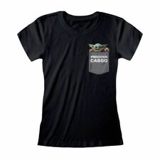Women's The Mandalorian Precious Cargo Pocket Black Fitted T-Shirt