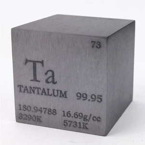 1 inch 25.4mm Tantalum Metal Cube 274grams 99.95% Engraved Periodic Table - Picture 1 of 3