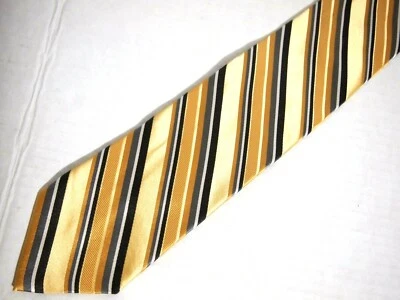 Corbata Croft & Barrow para hombre gris dorado a rayas 60" Foto 1 de 4