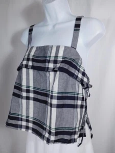 Blusa túnica para mujer CLUB MONACO negra blanca y verde a cuadros sin mangas talla M - Imagen 1 de 6