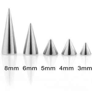 Threaded Spikes Cones 10 Spare Surgical Steel Body Piercing Parts Mix Sizes 16g - Picture 1 of 5