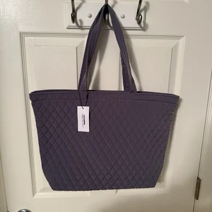 Vera Bradley Large East West Tote Purse Overnight Bag Gray Quiet Shade NWT - Picture 1 of 13