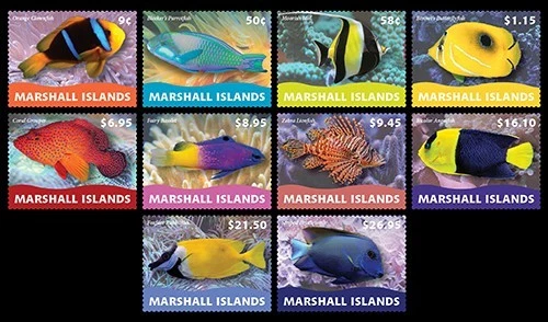 Islas Marshall 2022 - Peces - Juego de 10 definidos. Estampillas - Scott #1364-73 - MNH Foto 1 de 1