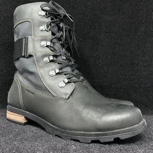Sorel Emelie Women’s Size 10 EUR 41 Black Conquest Winter Leather Lace Zip Boots - Picture 1 of 9