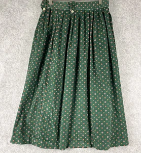 Vintage Westbound Corduroy Pleated Skirt Women 14 Green Printed Japan Cottage - Picture 1 of 13