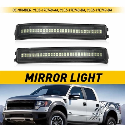 Luz de espejo lateral LED blanca para Ford F150 09-14 luz de señal de giro lámpara reflector transparente Foto 1 de 4