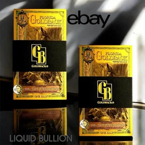LOTE X 50 1/2 FLORIDA ALPHA GOLDBACK AURUM 24KT GOLD FOIL BILLETE BU 1/2000 OZ - Imagen 1 de 8