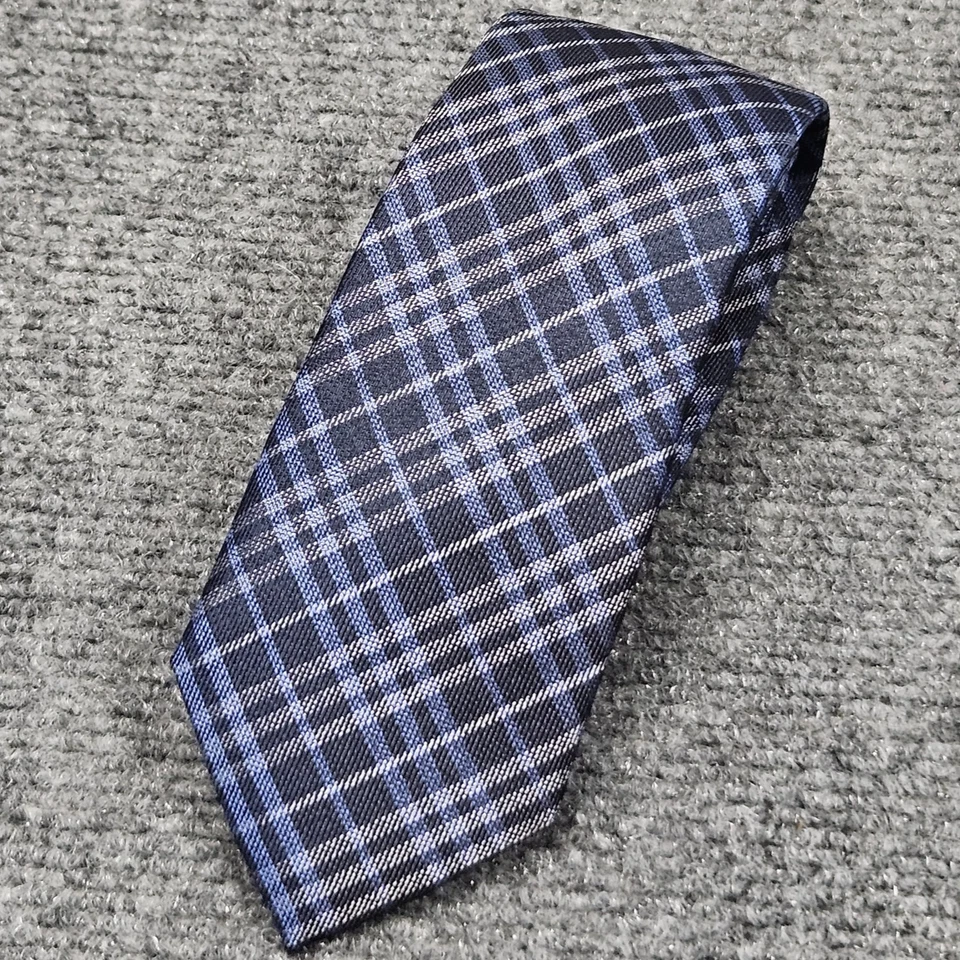 Corbata delgada Bar III azul gris a cuadros 2,25" de ancho moderna clásica de negocios Foto 1 de 4
