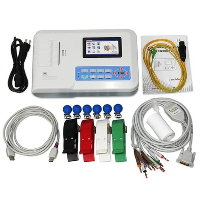 ECG300G 3 Channel ECG Machine 12 lead EKG Electrocardiograph Cardiac Monitor - Image 1 of 4