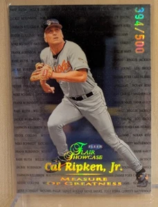 Escaparate Flair 1999 medida de grandeza #12 Cal Ripken Jr. patio inserto raro/500 - Imagen 1 de 2