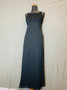 RHAPSODY Gown Dress Women's Size 8 Black Beaded Formal Evening Long Party Dress - Picture 1 of 9