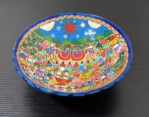 Talavera Mexicana Folk Art Pottery 3 Footed 7.5” Hand Painted Bowl From Guerrero - Picture 1 of 9