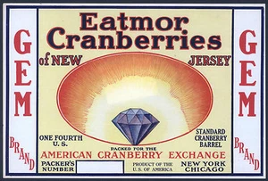 *Original* GEM New Jersey CRANBERRY Label NOT A COPY!! - Picture 1 of 1