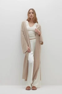 Neu mit Etikett NakedCashmere Holly Mesh Longline Cardigan Kaschmirpullover * Flachs * Large - Bild 1 von 9
