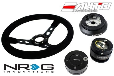 Volante NRG 350mm 3" Profundo BK Gamuza BK St 120H Buje Gen2 Liberación BK Bloqueo LB Foto 1 de 4