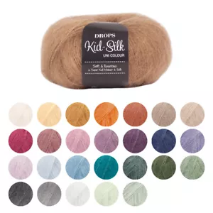 DROPS Kid Silk Yarn Wool 2 Ply Lace Brushed 75% Mohair 25% Silk 210m 25g